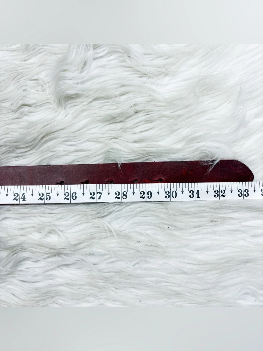 Armani Exchange Red Leather Belt Silver Logo Buckle Hardware AS IS